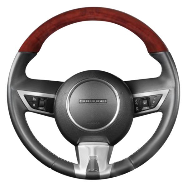  B&I® - Premium Design Steering Wheel (Dark Gray Leather AND Dark Burlwoodon Top )