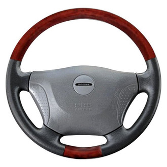 B&I® - Premium Design Black Leather Steering Wheel with Black Carbon Grip Steering Wheel