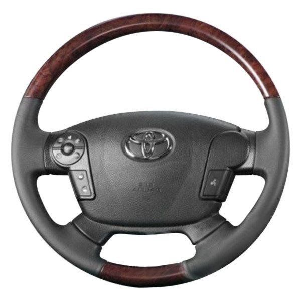 MIT Toyota TUNDRA 2007-2013 Genuine gray leather steering wheel-Light wood grain