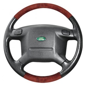 FOR LAND ROVER DISCOVERY II 98-04 BLACK LEATHER STEERING WHEEL COVER RED STITCH 