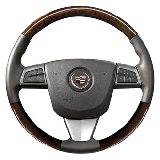 B&I® - Premium Design Black Leather Steering Wheel with Black Carbon Grip Steering Wheel