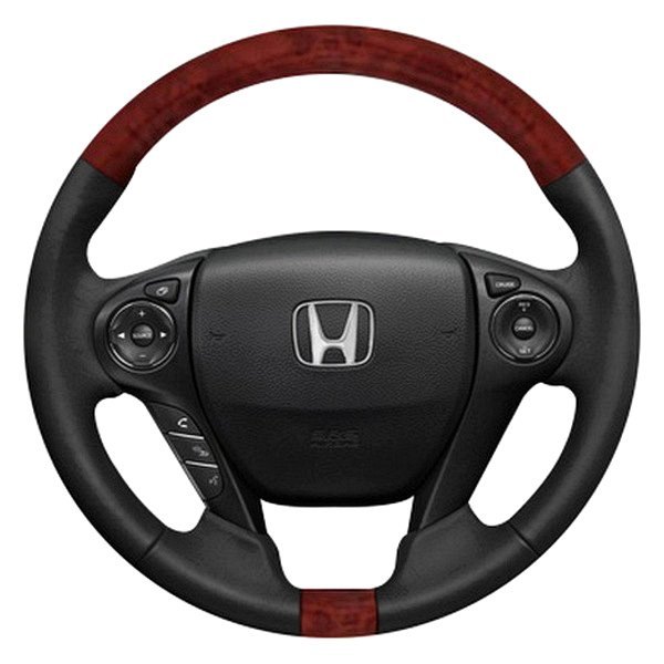  B&I® - Premium Design Steering Wheel (Tan Leather AND Dark Burlwoodon Top and Bottom )