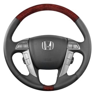 B&I® - Premium Design 4 Spokes Black Leather Steering Wheel with Black Carbon on Top and Bottom Inserts Steering Wheel
