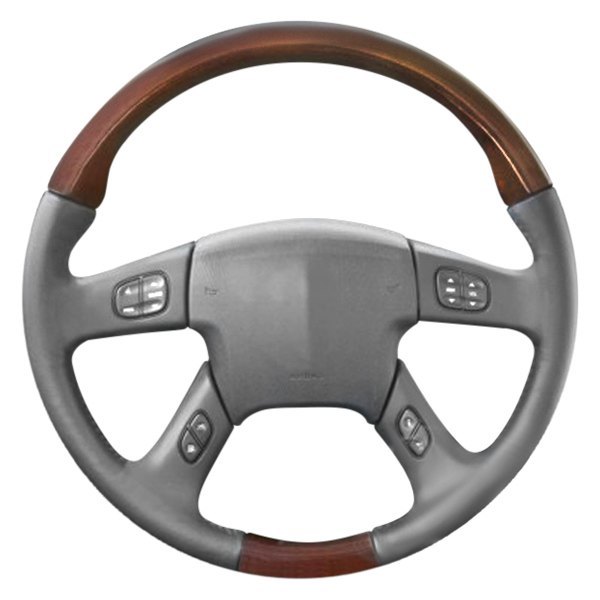  B&I® - Premium Thumb-Grip Design Steering Wheel (Black Leather AND Bronze Burlwood Grip)