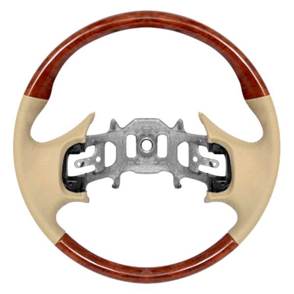  B&I® - Premium Thumb-Grip Design Steering Wheel (Medium Prairie (Tan) Leather AND Red Fiber Grip)