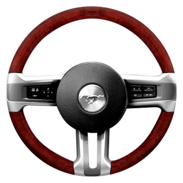  B&I® - Premium Design Aluminum Spokes Steering Wheel (Black Leather AND Rosewood Grip)