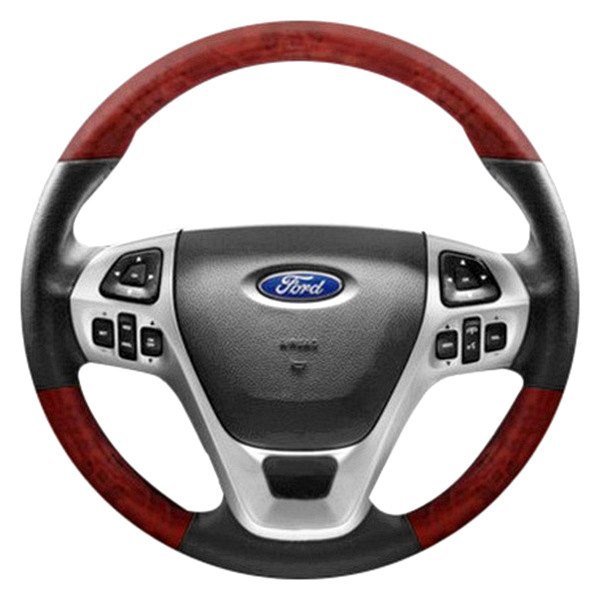  B&I® - Premium Design Steering Wheel (Black Leather AND Matted Mahoganyon Top and Bottom )
