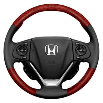 B&I® - Premium Design Black Leather Steering Wheel with Black Carbon on Top and Bottom Inserts Steering Wheel