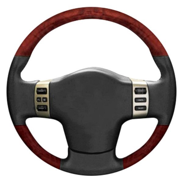  B&I® - Premium Design Steering Wheel (Dark Gray Leather AND Dark Burlwoodon Top and Bottom )