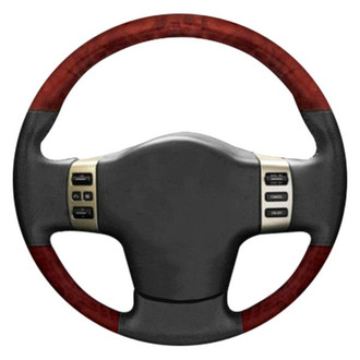 B&I® - Premium Design Black Leather Steering Wheel with Black Carbon on Top and Bottom Inserts Steering Wheel