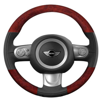 B&I® - Premium Design Black Leather Steering Wheel with Black Carbon on Top and Bottom Inserts Steering Wheel
