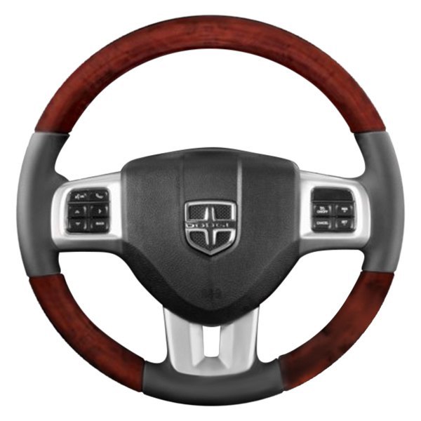  B&I® - Premium Design Steering Wheel (Black Leather AND Bronze Burlwoodon Top and Bottom )