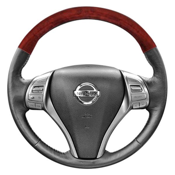  B&I® - Premium Thumb-Grip Design Steering Wheel (Tan/Beige Leather AND Matted Mahoganyon Top )