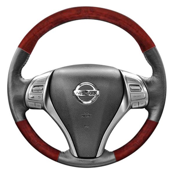  B&I® - Premium Thumb-Grip Design Steering Wheel (Tan/Beige Leather AND Bronze Burlwoodon Top and Bottom )