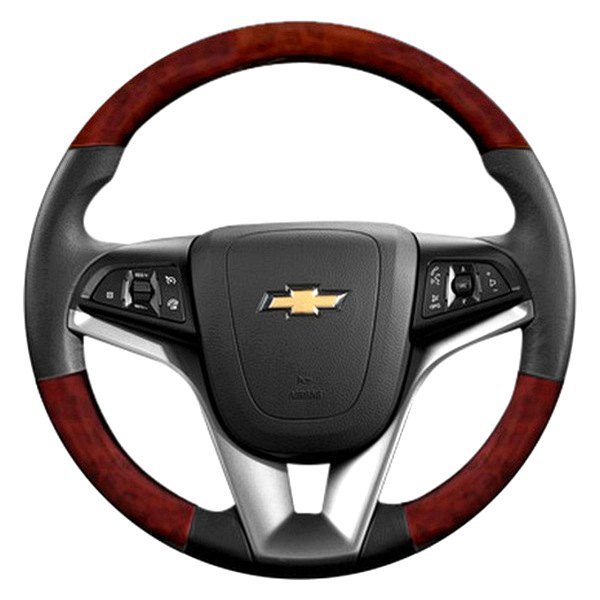  B&I® - Premium Design Steering Wheel (Black Leather AND Matted Mahoganyon Top and Bottom )