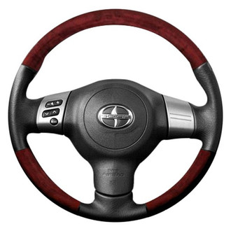 B&I® - Premium Design Black Leather Steering Wheel with Black Carbon on Top and Bottom Inserts Steering Wheel