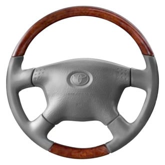B&I® - Premium Design Charcoal Black Leather Steering Wheel with Black Carbon Grip Steering Wheel