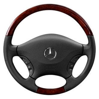 B&I® - Premium Design Black Leather Steering Wheel with Black Carbon Grip Steering Wheel