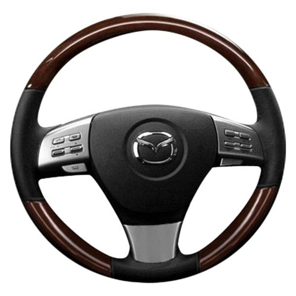  B&I® - Premium Design Steering Wheel (Black Leather AND Matted Mahogany Grip)