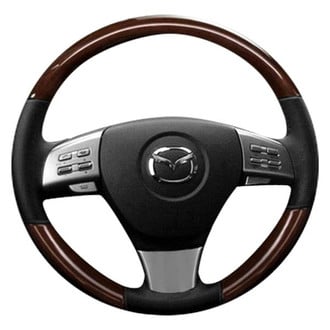 B&I® - Premium Design Black Leather Steering Wheel with Black Carbon Grip Steering Wheel