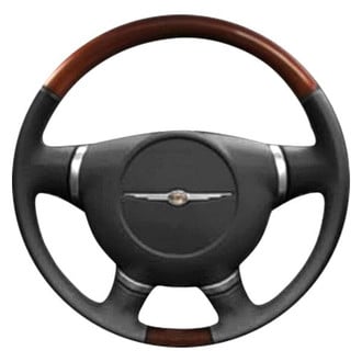 B&I® - Premium Design Black Leather Steering Wheel with Black Carbon Grip Steering Wheel