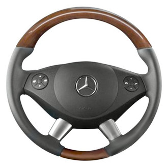 B&I® - Premium Design Charcoal Black Leather Steering Wheel with Black Carbon Grip Steering Wheel