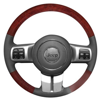 B&I® - Premium Design Charcoal Black Leather Steering Wheel with Black Carbon on Top and Bottom Inserts Steering Wheel