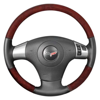 B&I® - Premium Design Charcoal Black Leather Steering Wheel with Black Carbon Grip Steering Wheel