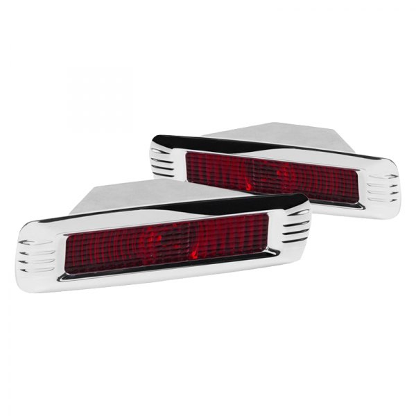 Billet Specialties® - Chrome/Red Vintage Street Rod Style LED Tail Lights