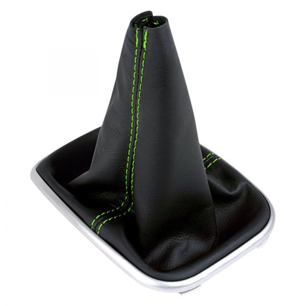 Black Forest Industries® - Manual Black Leather Shift Boot with Viper Green Stitching