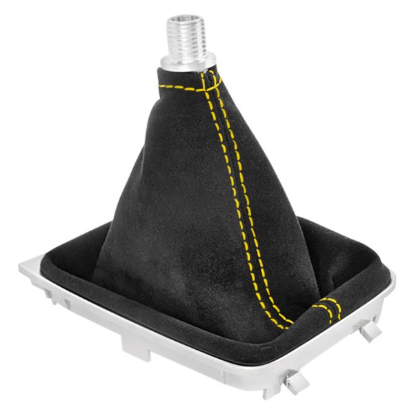 Black Forest Industries® - Manual Black Alcantara Shift Boot with Yellow Stitching