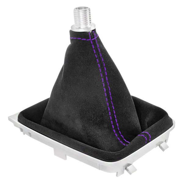 Black Forest Industries® - Manual Black Alcantara Shift Boot with Purple Stitching