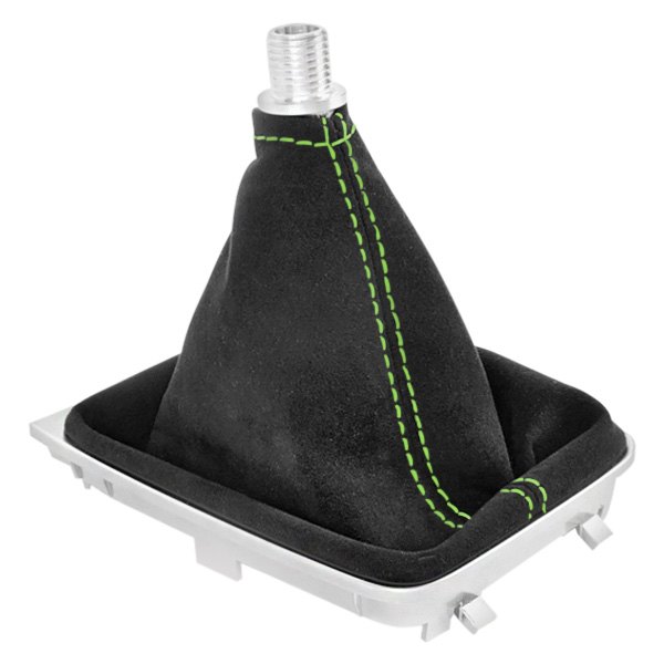 Black Forest Industries® - Manual Black Alcantara Shift Boot with Viper Green Stitching