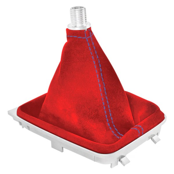 Black Forest Industries® - Manual Red Alcantara Shift Boot with Blue Stitching