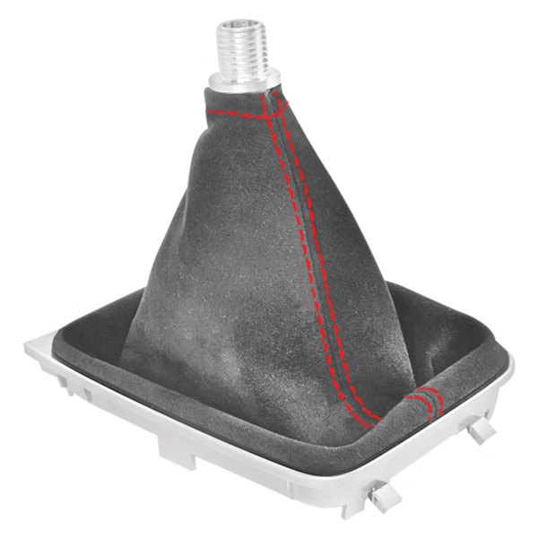 Black Forest Industries® - Manual Gray Alcantara Shift Boot with Red Stitching