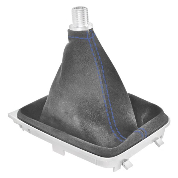 Black Forest Industries® - Manual Gray Alcantara Shift Boot with Blue Stitching