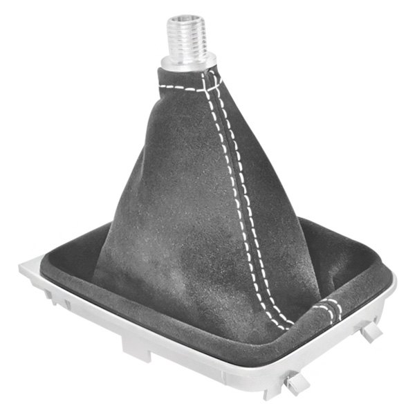 Black Forest Industries® - Manual Gray Alcantara Shift Boot with Silver Stitching