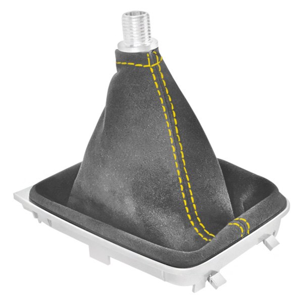 Black Forest Industries® - Manual Gray Alcantara Shift Boot with Yellow Stitching