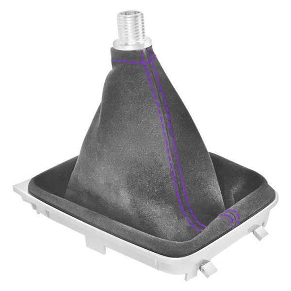 Black Forest Industries® - Manual Gray Alcantara Shift Boot with Purple Stitching