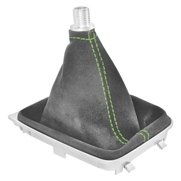 Black Forest Industries® - Manual Gray Alcantara Shift Boot with Viper Green Stitching