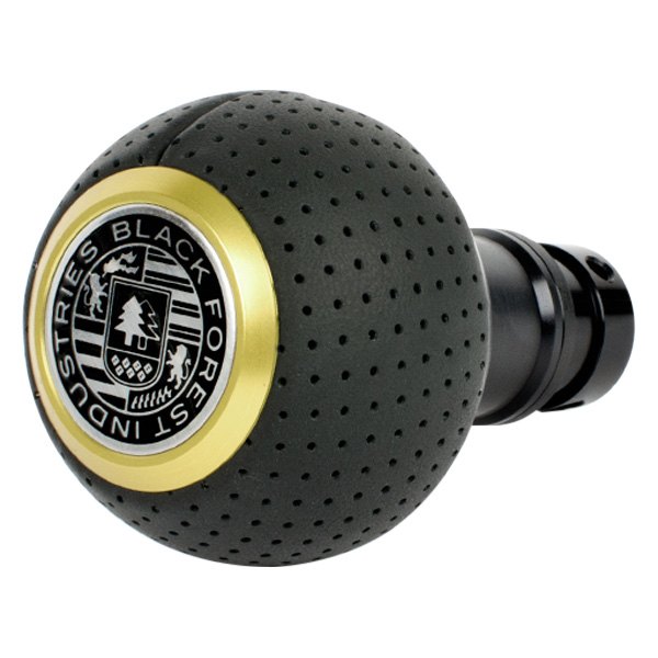 Black Forest Industries® - GS2 Black Air Leather Heavy Weight Shift Knob with Gold Logo