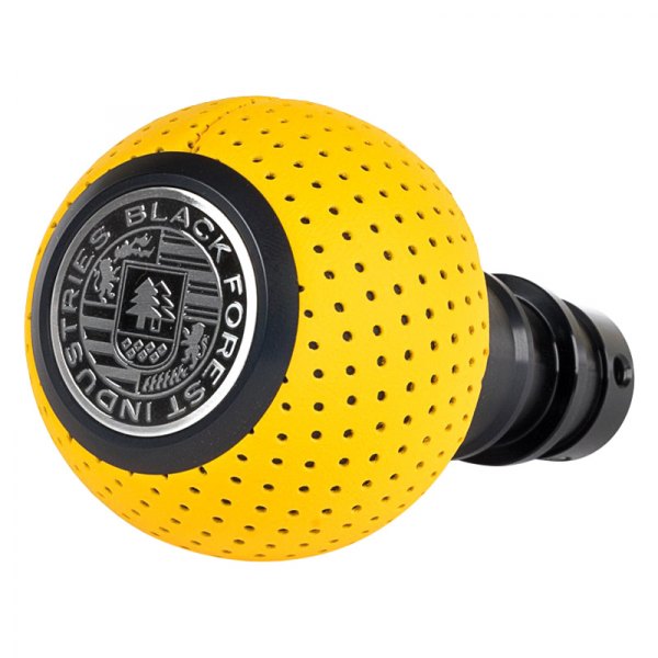 Black Forest Industries® - GS2 Giallo Taurus Yellow Air Leather Heavy Weight Shift Knob with Black Anodized Logo
