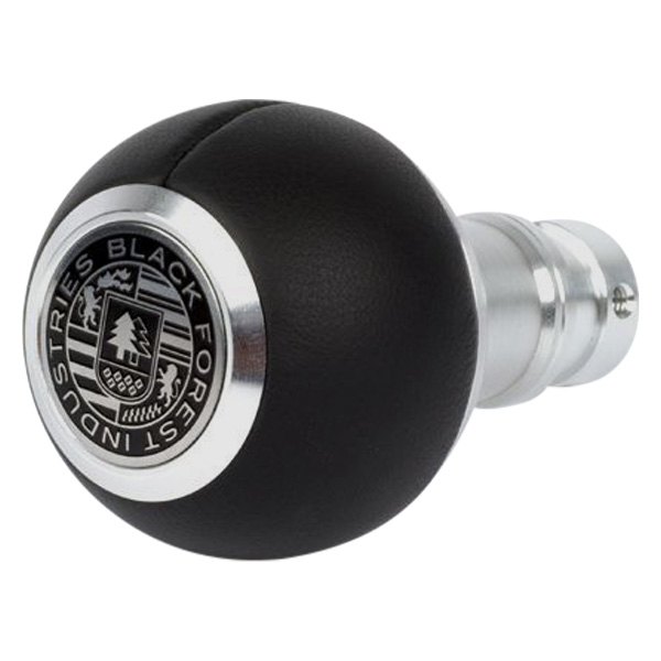 Black Forest Industries® - GS2 Black Nappa Leather Heavy Weight Shift Knob with Bright Aluminum Logo