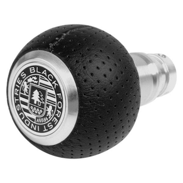 Black Forest Industries® - GS2 Black Air Leather Heavy Weight Shift Knob with Bright Aluminum Logo