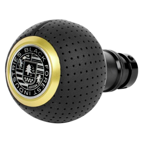Black Forest Industries® - GS2 Black Air Leather Heavy Weight Shift Knob with Gold Logo