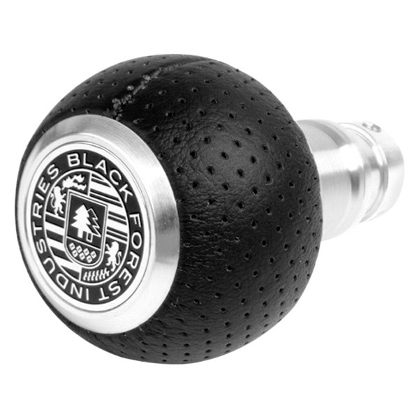 Black Forest Industries® - GS2 Black Air Leather Heavy Weight Shift Knob with Bright Aluminum Logo