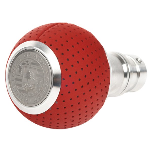 Black Forest Industries® - GS2 Rosso Centaurus Red Air Leather Heavy Weight Shift Knob with Bright Aluminum Logo