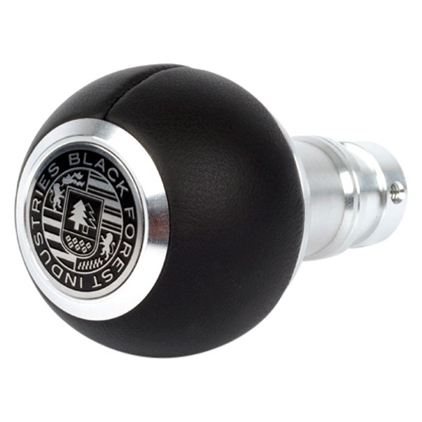 Black Forest Industries® - GS2 Black Nappa Leather Heavy Weight Shift Knob with Bright Aluminum Logo