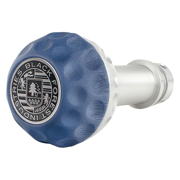 Black Forest Industries® - Golf Ball Silver Heavy Weight Shift Knob with Maritime Blue Nappa Leather