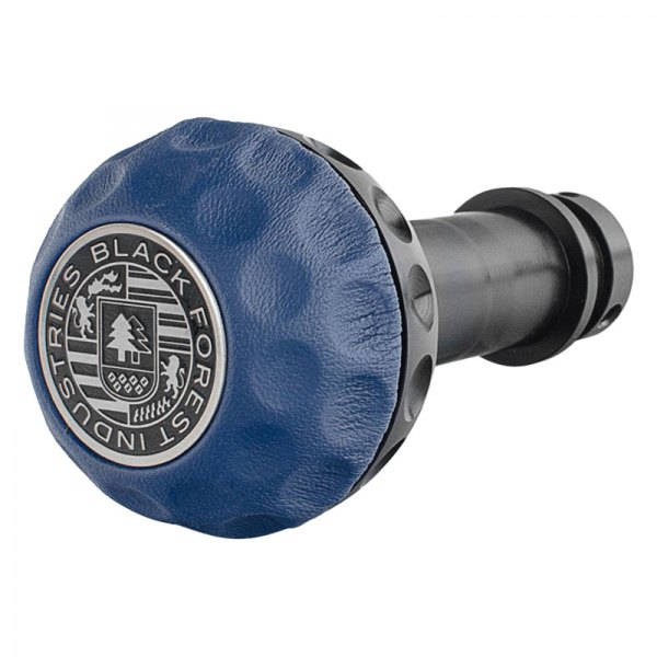 Black Forest Industries® - Golf Ball Black Heavy Weight Shift Knob with Maritime Blue Nappa Leather
